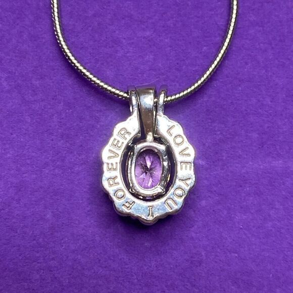 💛 Classic White Gold Plated I Forever Love You Crystal Necklace - Picture 4 of 6